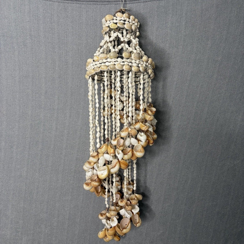 VTG Hanging Seashell Cowrie Chandelier Wind Chime Sea Shell Boho Beach Mobile